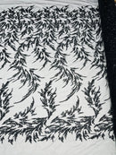 FASHION VINE BEADED LACE ON A MESH FABRIC (By The Yard) - New Creations Fabric & Foam Inc