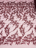 FASHION VINE BEADED LACE ON A MESH FABRIC (By The Yard) - New Creations Fabric & Foam Inc