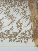 FASHION VINE BEADED LACE ON A MESH FABRIC (By The Yard) - New Creations Fabric & Foam Inc