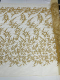 FASHION VINE BEADED LACE ON A MESH FABRIC (By The Yard) - New Creations Fabric & Foam Inc