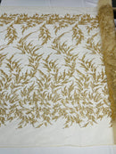 FASHION VINE BEADED LACE ON A MESH FABRIC (By The Yard) - New Creations Fabric & Foam Inc
