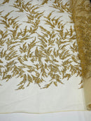 FASHION VINE BEADED LACE ON A MESH FABRIC (By The Yard) - New Creations Fabric & Foam Inc