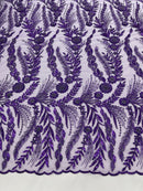 Feather and Vine Beaded Lace Fabric 54” Wide| New Creations Fabric & Foam Inc. - New Creations Fabric & Foam Inc