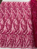 Feather and Vine Beaded Lace Fabric 54” Wide| New Creations Fabric & Foam Inc. - New Creations Fabric & Foam Inc