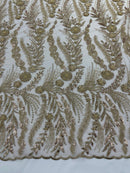 Feather and Vine Beaded Lace Fabric 54” Wide| New Creations Fabric & Foam Inc. - New Creations Fabric & Foam Inc