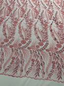 Feather and Vine Beaded Lace Fabric 54” Wide| New Creations Fabric & Foam Inc. - New Creations Fabric & Foam Inc
