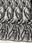 Feather and Vine Beaded Lace Fabric 54” Wide| New Creations Fabric & Foam Inc. - New Creations Fabric & Foam Inc