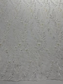 Feather and Vine Beaded Lace Fabric 54” Wide| New Creations Fabric & Foam Inc. - New Creations Fabric & Foam Inc