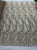 Feather and Vine Beaded Lace Fabric 54” Wide| New Creations Fabric & Foam Inc. - New Creations Fabric & Foam Inc