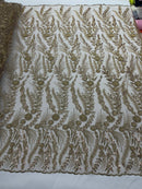 Feather and Vine Beaded Lace Fabric 54” Wide| New Creations Fabric & Foam Inc. - New Creations Fabric & Foam Inc