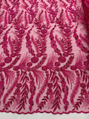 Feather and Vine Beaded Lace Fabric 54” Wide| New Creations Fabric & Foam Inc. - New Creations Fabric & Foam Inc