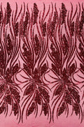 Feather damask shiny sequin design 54” Wide| New Creations Fabric & Foam Inc. - New Creations Fabric & Foam Inc