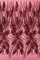 Feather damask shiny sequin design 54” Wide| New Creations Fabric & Foam Inc. - New Creations Fabric & Foam Inc