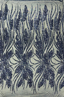 Feather damask shiny sequin design 54” Wide| New Creations Fabric & Foam Inc. - New Creations Fabric & Foam Inc