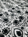Floral 3D Palm Damask with Glitter in a Mesh Lace| New Creations Fabric & Foam Inc. - New Creations Fabric & Foam Inc