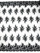 Floral corded embroider with sequins on a mesh lace fabric - prom - sold by the yard. - New Creations Fabric & Foam Inc