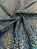 Foil leopard print on a stretch spandex fabric | New Creation Fabric & Foam - New Creations Fabric & Foam Inc