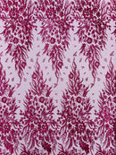 Big Glitter Damask Design On A Mesh Lace Fabric/Prom/Sold By The Yard
