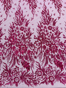 Big Glitter Damask Design On A Mesh Lace Fabric/Prom/Sold By The Yard