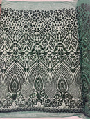 Geometric diamond sequin design on power mesh| New Creations Fabric & Foam Inc - New Creations Fabric & Foam Inc