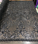 Geometric diamond sequin design on power mesh| New Creations Fabric & Foam Inc - New Creations Fabric & Foam Inc