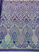 Geometric diamond sequin design on power mesh| New Creations Fabric & Foam Inc - New Creations Fabric & Foam Inc