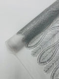 GLITTER FEATHER DAMASK DESIGN MESH LACE FABRIC (By The Yard) - New Creations Fabric & Foam Inc