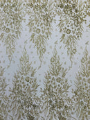 Big Glitter Damask Design On A Mesh Lace Fabric/Prom/Sold By The Yard