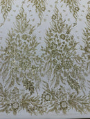 Big Glitter Damask Design On A Mesh Lace Fabric/Prom/Sold By The Yard