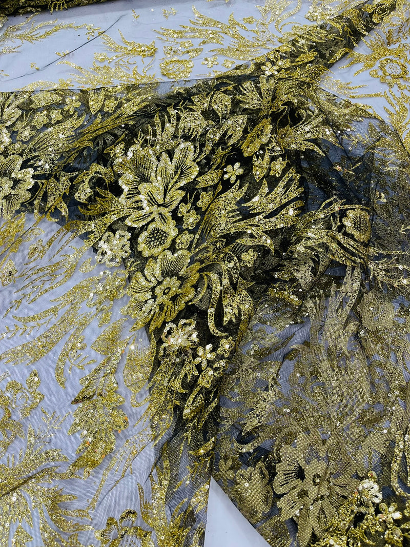 Big Glitter Damask Design On A Mesh Lace Fabric/Prom/Sold By The Yard