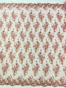 GORGEUS BEADED LACE ON MESH FABRIC (By The Yard) - New Creations Fabric & Foam Inc
