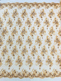 GORGEUS BEADED LACE ON MESH FABRIC (By The Yard) - New Creations Fabric & Foam Inc