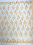 GORGEUS BEADED LACE ON MESH FABRIC (By The Yard) - New Creations Fabric & Foam Inc