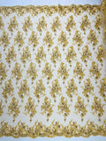 GORGEUS BEADED LACE ON MESH FABRIC (By The Yard) - New Creations Fabric & Foam Inc