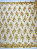 GORGEUS BEADED LACE ON MESH FABRIC (By The Yard) - New Creations Fabric & Foam Inc