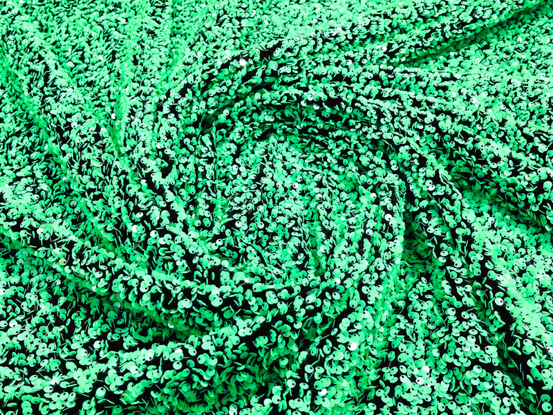 Green/Black Sequin Stretch Velvet Fabric 58 Inches wide /Prom/ Sold By The Yard.
