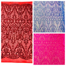 Heart Sequin Damask Fabric 54” Wide| New Creations Fabric & Foam Inc. - New Creations Fabric & Foam Inc