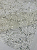 Heavy Beaded Leaf Design on a mesh | New Creation Fabric & Foam - New Creations Fabric & Foam Inc