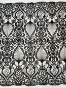 HEAVY DAMASK BEADED LACE (By The Yard) - New Creations Fabric & Foam Inc