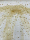 Heavy Scattered Pearls Studded Mesh Fabric| New Creations Fabric & Foam Inc. - New Creations Fabric & Foam Inc