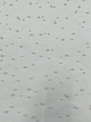 Heavy Scattered Pearls Studded Mesh Fabric| New Creations Fabric & Foam Inc. - New Creations Fabric & Foam Inc