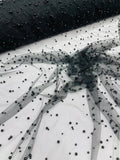 Heavy Scattered Pearls Studded Mesh Fabric| New Creations Fabric & Foam Inc. - New Creations Fabric & Foam Inc
