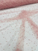 Heavy Scattered Pearls Studded Mesh Fabric| New Creations Fabric & Foam Inc. - New Creations Fabric & Foam Inc
