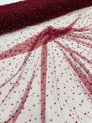 Heavy Scattered Pearls Studded Mesh Fabric| New Creations Fabric & Foam Inc. - New Creations Fabric & Foam Inc