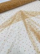 Heavy Scattered Pearls Studded Mesh Fabric| New Creations Fabric & Foam Inc. - New Creations Fabric & Foam Inc