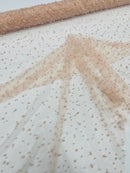 Heavy Scattered Pearls Studded Mesh Fabric| New Creations Fabric & Foam Inc. - New Creations Fabric & Foam Inc