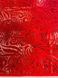 Holographic Foil Tribal Flame Design On A Stretch Velvet 58" Wide| New Creations Fabric & Foam Inc. - New Creations Fabric & Foam Inc