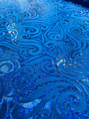 Holographic Foil Tribal Flame Design On A Stretch Velvet 58" Wide| New Creations Fabric & Foam Inc. - New Creations Fabric & Foam Inc