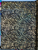 Holographic Foil Tribal Flame Design On A Stretch Velvet 58" Wide| New Creations Fabric & Foam Inc. - New Creations Fabric & Foam Inc