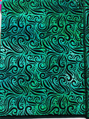 Holographic Foil Tribal Flame Design On A Stretch Velvet 58" Wide| New Creations Fabric & Foam Inc. - New Creations Fabric & Foam Inc